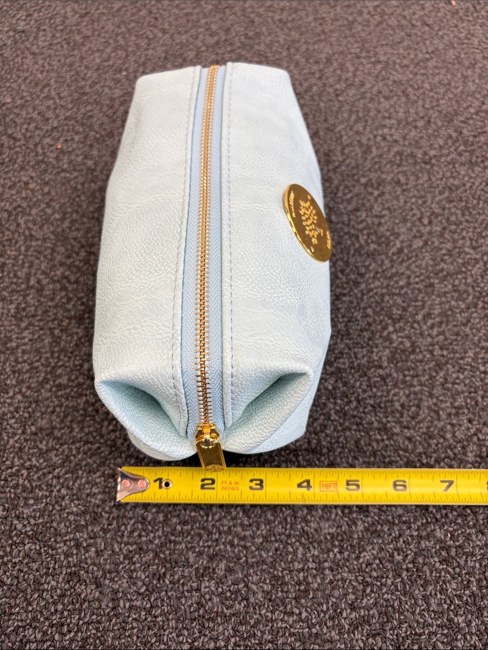 Mulberry Sky Blue Leather Cosmetic Case with Gold Tree Medallion - Picture 7 of 11